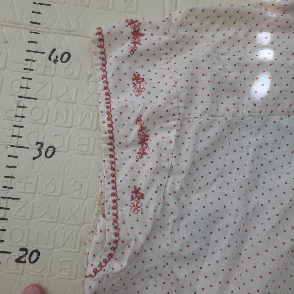Maeve Anthropologie White Red Polka Dot Embroidered Cotton Top XL Sleeveless - Picture 9 of 10